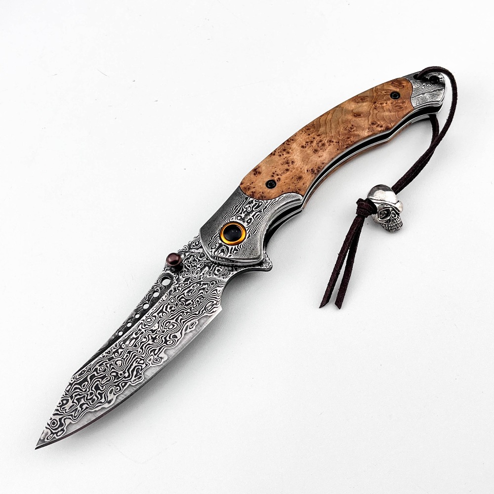Vintage Collectible Knife - Hoogwaardig damastpatroon vouwmes vintage decoratief verzamelmes
