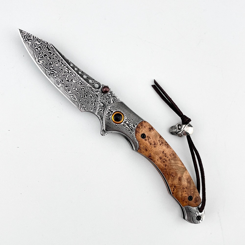 Vintage Collectible Knife - Hoogwaardig damastpatroon vouwmes vintage decoratief verzamelmes